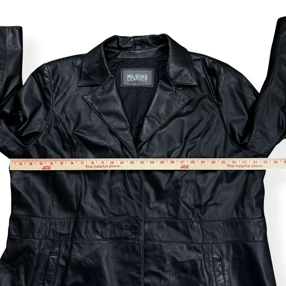 Vintage WILSONS Genuine Soft Leather Jacket Women's Size‎ 3XL Button Coat Black